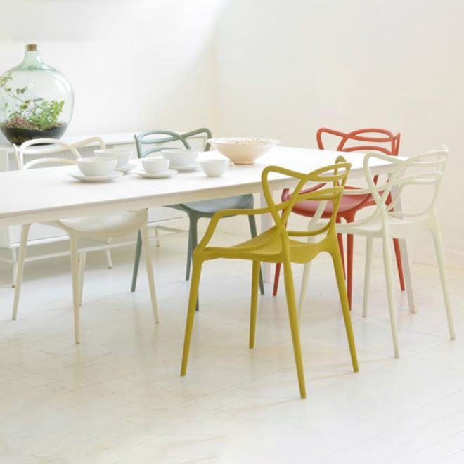 Silla de comedor de cocina de estilo moderno, sillas laterales de brazo de comedor de plástico
