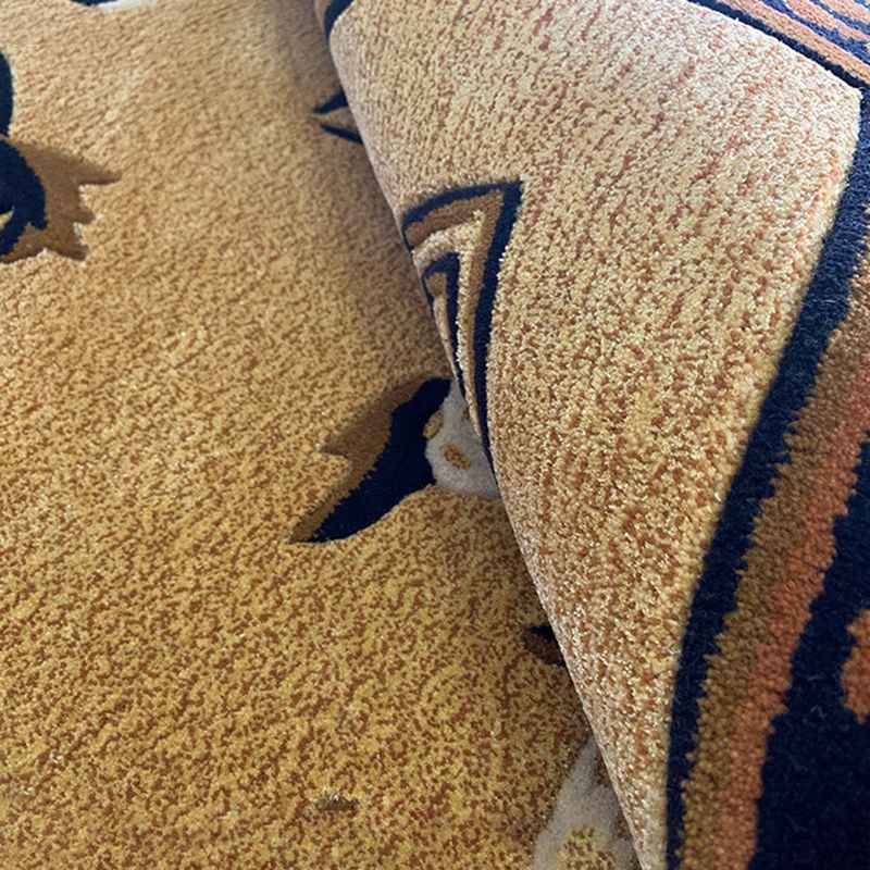 Red Living Room Area Carpet Shabby Chic Antique Pattern Area Rug Polyester Non-Slip Rug