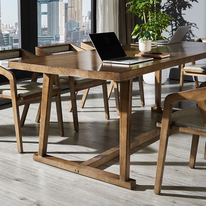 Mesa de comedor blanca de madera maciza rectángulo Simplicidad Mesa base de caballete para comedor