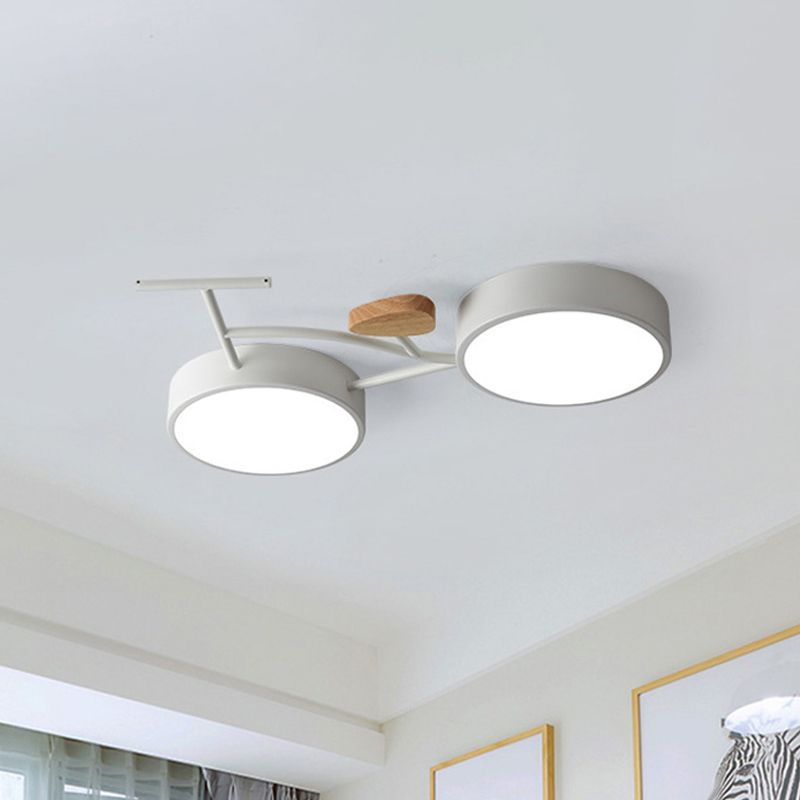 Bicycle Acrylic Ceiling Lamp Cartoon Grey/White/Green LED Semi Flush Mount Lighting in Warm/White Light for Kids Bedroom