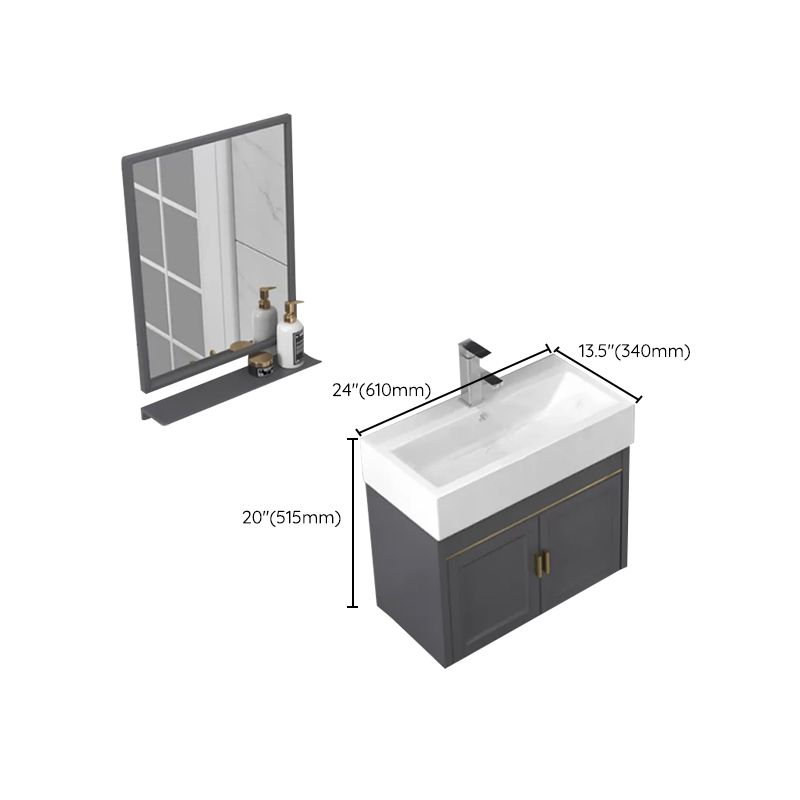 Modern Single Bath Vanity Wall Mount Ceramic Top Bathroom Vanity