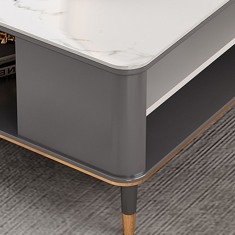 17"H Glam Coffee Table Rectangular Coffee Cocktail Table with Drawer