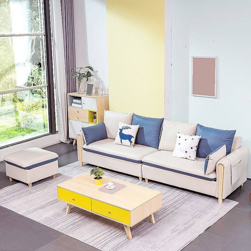 122.05"D x 35.43"W x 34.25"H Pillow Top Arm Cushion Back Sectionals with Ottoman