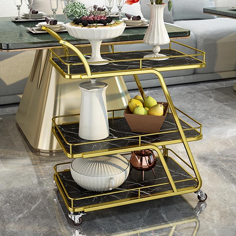 Contemporary Metal Prep Table 35.43"H Rolling Prep Table for Dining Room