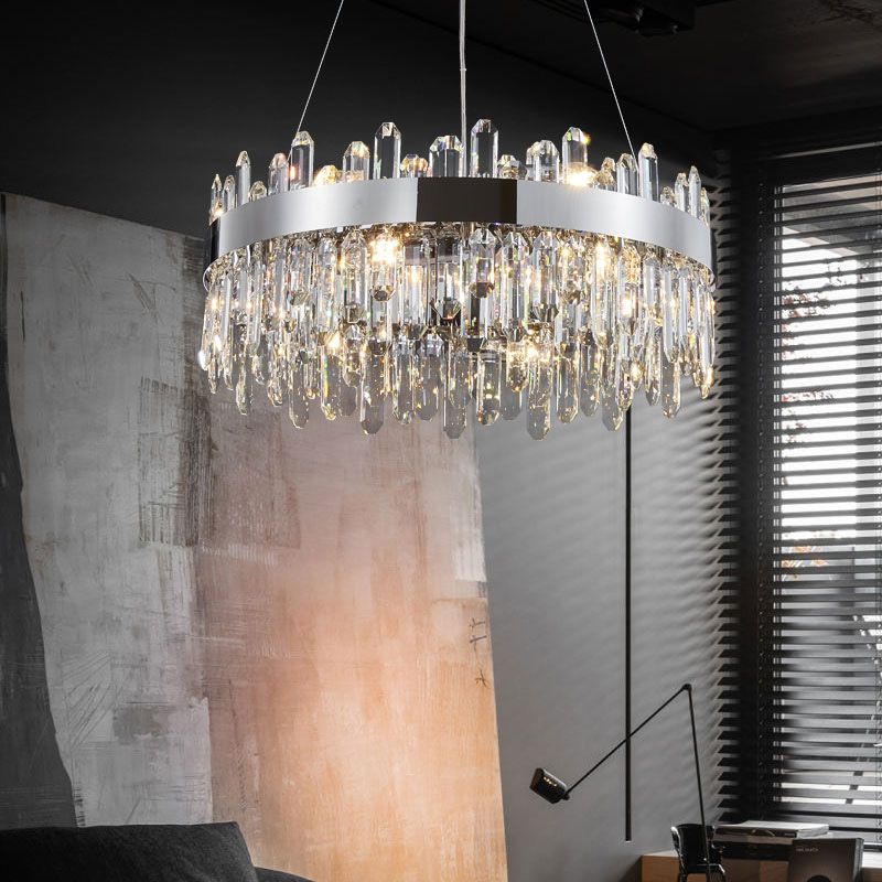 Wielvorm kroonluchter licht modern kristal 1-licht kroonluchter verlichtingsarmatuur in zilver