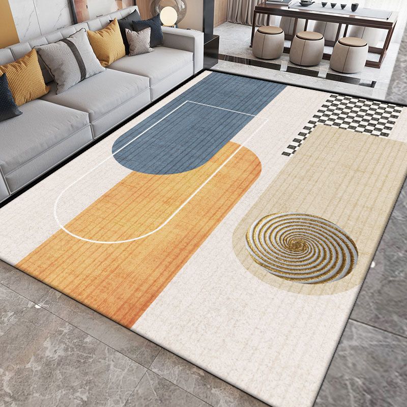 Orange Color Piece Carpet Polyester Area Rug Stain Resistant Rug for Home Decoration
