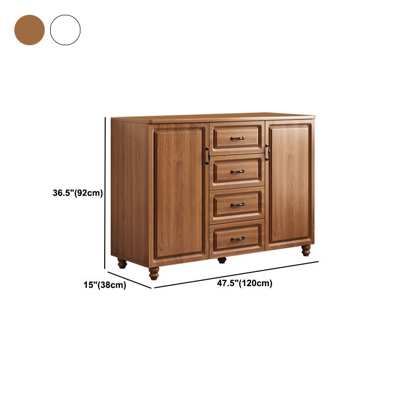 Mid-Century Modern Rectangle Accent Cabinet with Bun Feet and Drawers