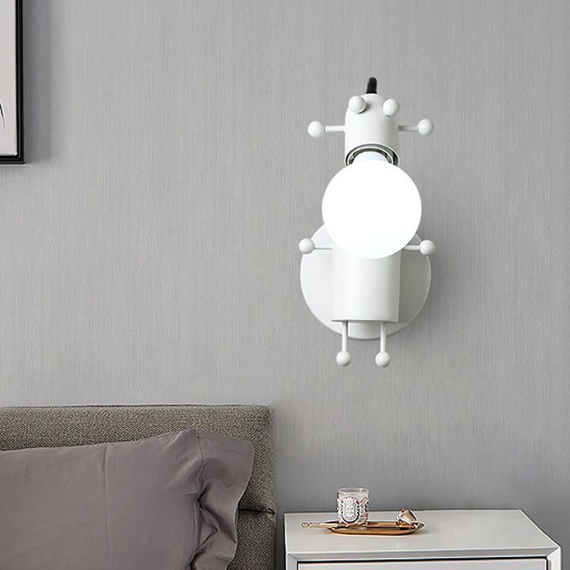 Robot Wall Mount Lighting Nordic Style Metal 1 Head Grey/White/Green Wall Lamp Fixture with Swing Arm