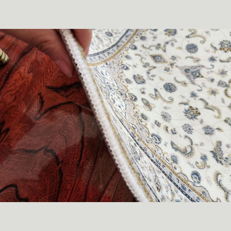 Blau Medaillon Area Teppich Polyester Vintage Teppich waschbarer Innenteppich für Innenraum