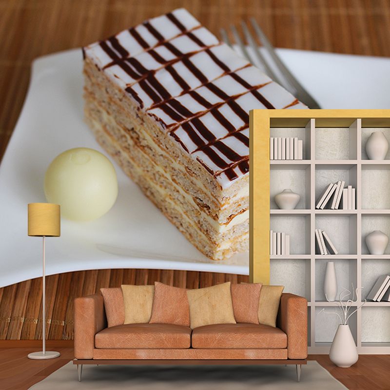 Simple Cake Mural Wallpaper Custom-Printed Moisture Resistant for Cake Shop