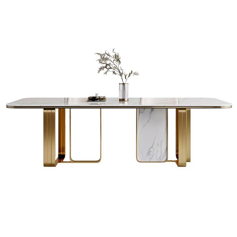 Traditional Luxury Furniture Rectangle Double Pedestal Dining Room Table for Home