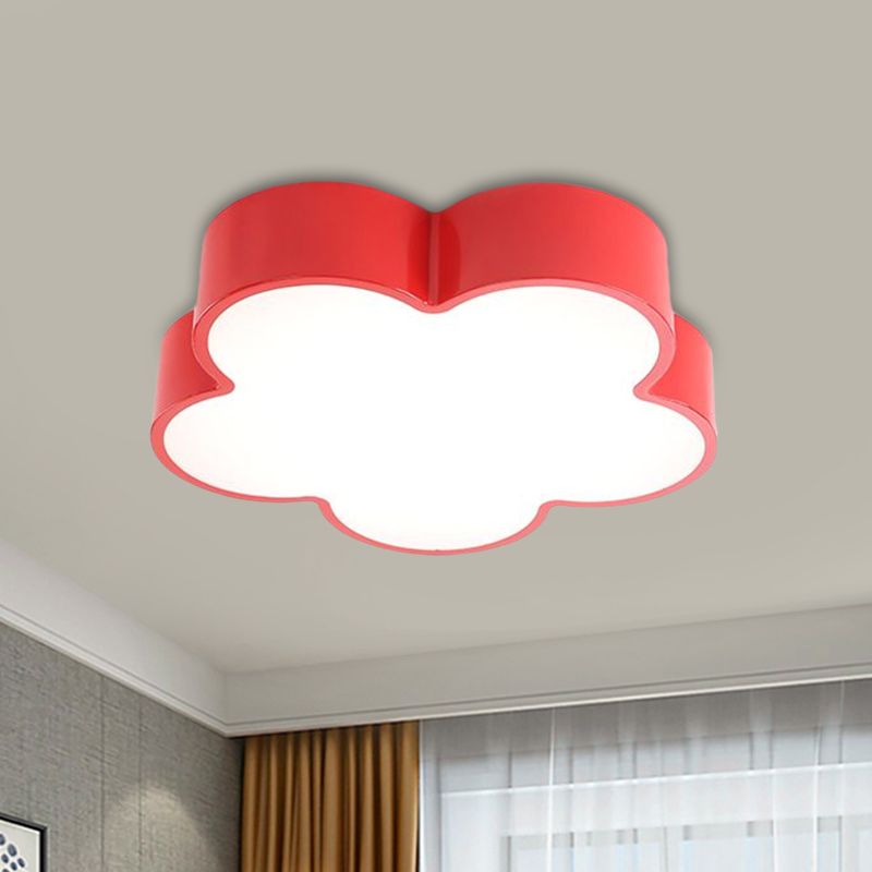 Kids Flower Flush Mount Lamp Acrylic LED Kindergarten Flush Ceiling Light Fixture in Red/Yellow/Blue