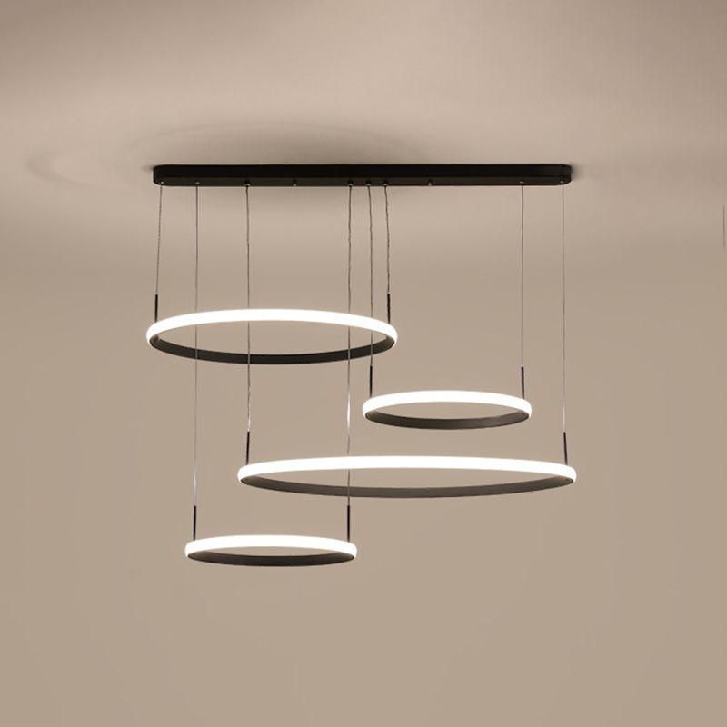 Lampadino a 4 teste LED LED LADELIER Minimalista Lampada a ciondolo a bagliore esterno con cerchio Acrilico Ombra