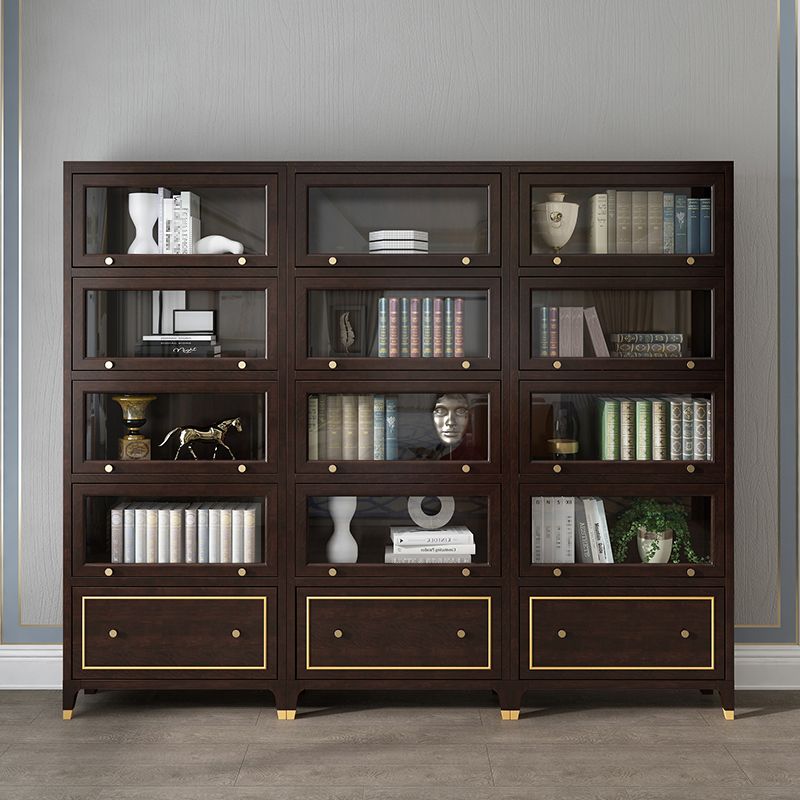 Vertical Glam Standard Bookcase Beech Closed Back Bookcase with Drawer