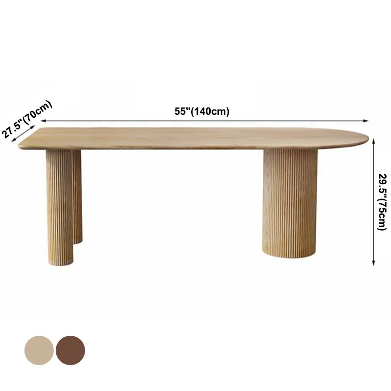 55" Irregular Shape Dining Table Wooden Island Table with 3 Legs for Restaurant