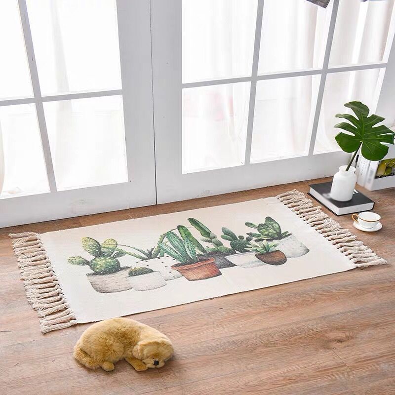 Tapis bohème décoratif Tapis de tapis tribal multi-couleurs tapis amical pour animaux de compagnie avec gland pour la porte