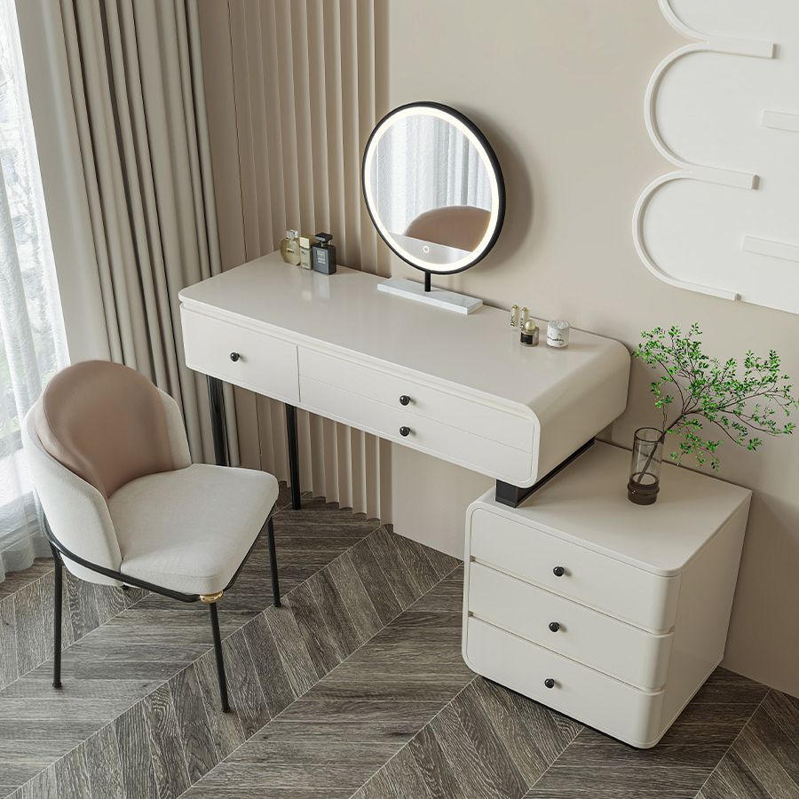white modern dressing table with drawers Modern Bedroom Vanity Dressing Table Solid Wood Makeup Vanity Desk wit