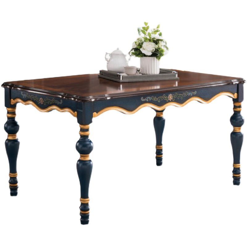 Medieval Modern Rubber Wood Table 51.5"L Rectangle Table with Wooden 4 Legs