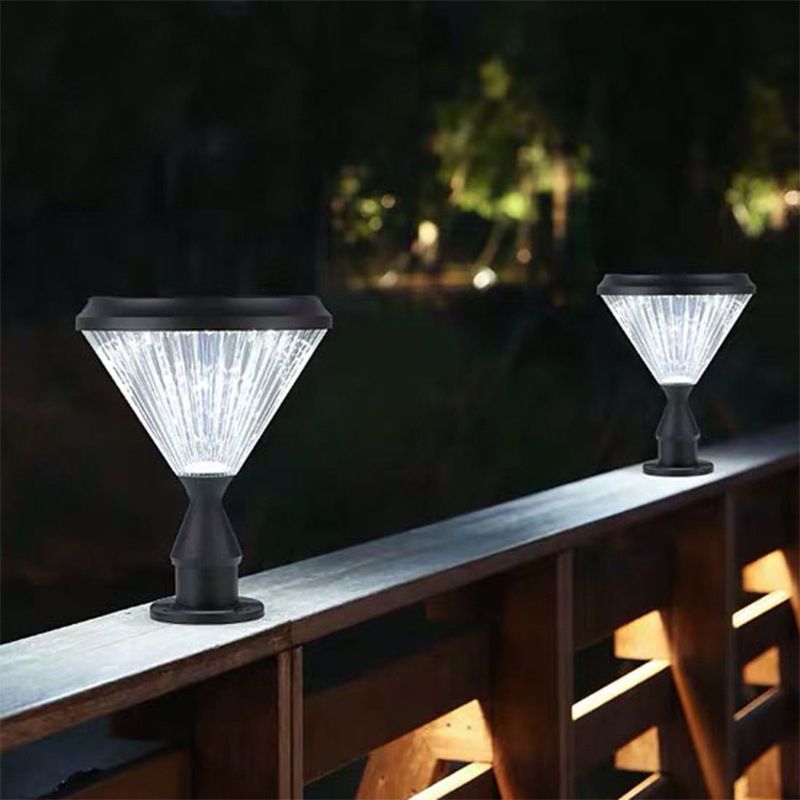 Modern Diamond Shape Solar Energy Pillar Lamp with Plastic Shade for Outdoor