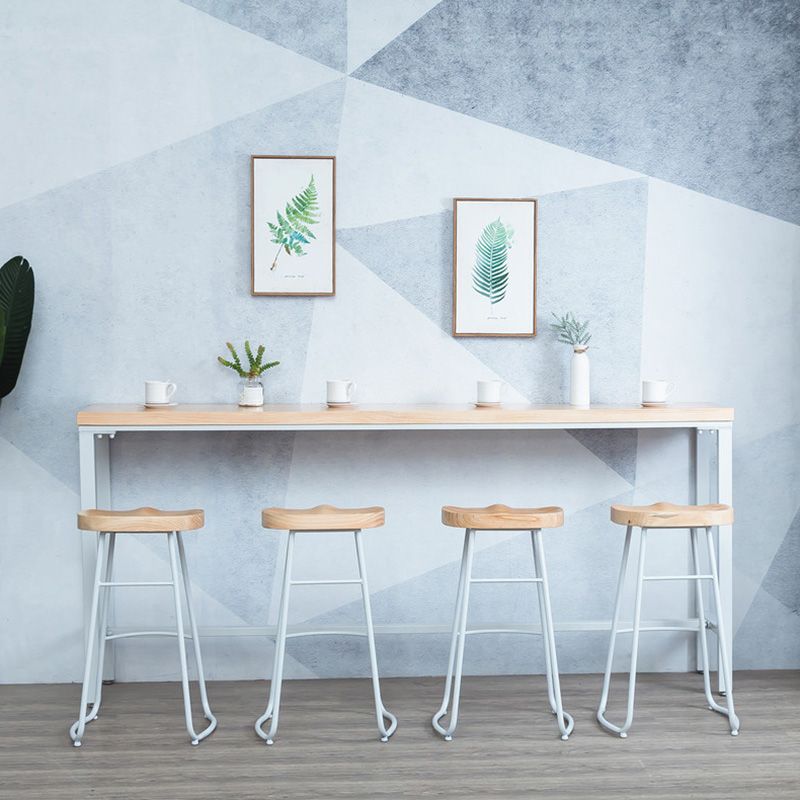 Glam Style Rectangle Bar Table Solid Wood Fixed Bar Dining Table for Indoor