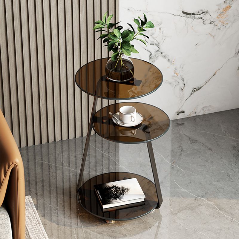 22.83 inch Tall Frame Side Table Modern Round Glass Side End Table