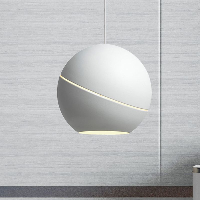 Black/Pewter Sliced Sphere Hanging Light Fixture Simple Style 1 Light Metallic Pendant Lamp for Living Room