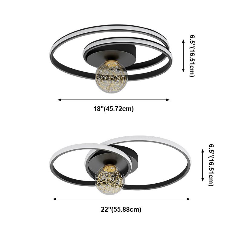 Multi-Lights Round Shade Modern Style Flush Mount Ceiling Light Fixture in Black