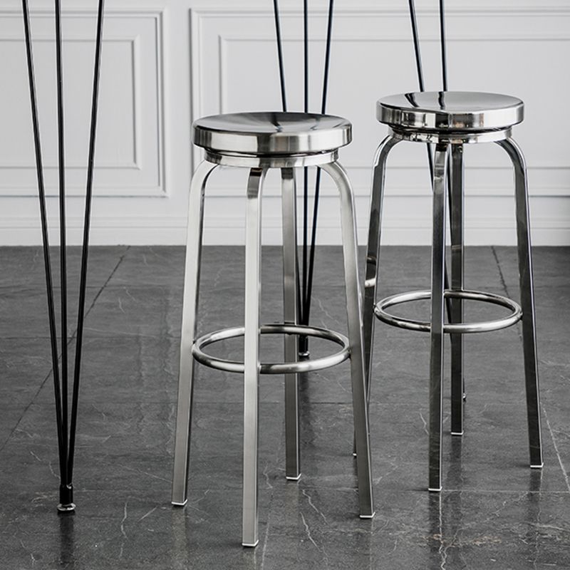 Edelstahl-Barhocker ohne Rückenlehne, glänzend, nordischer gebürsteter hoher Hocker, 1 Stück