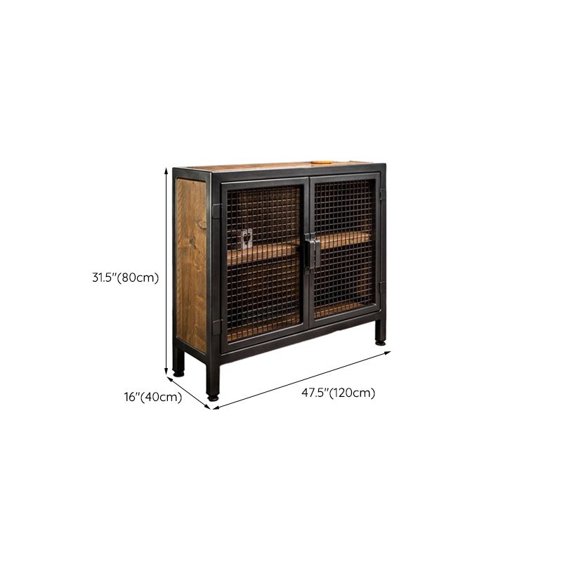Industrial Cabinet Distressed Wood With Doors Bar Pulls Rectangle Accent Cabinet