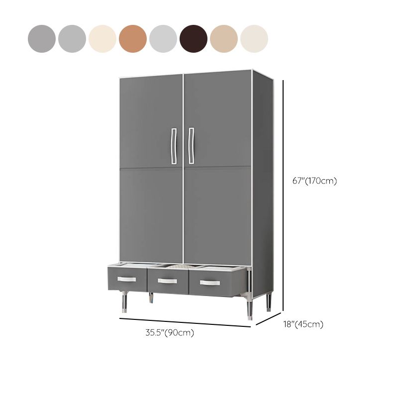 Contemporary Metal Wardrobe for Home Matte Finish Cabinet with Legs