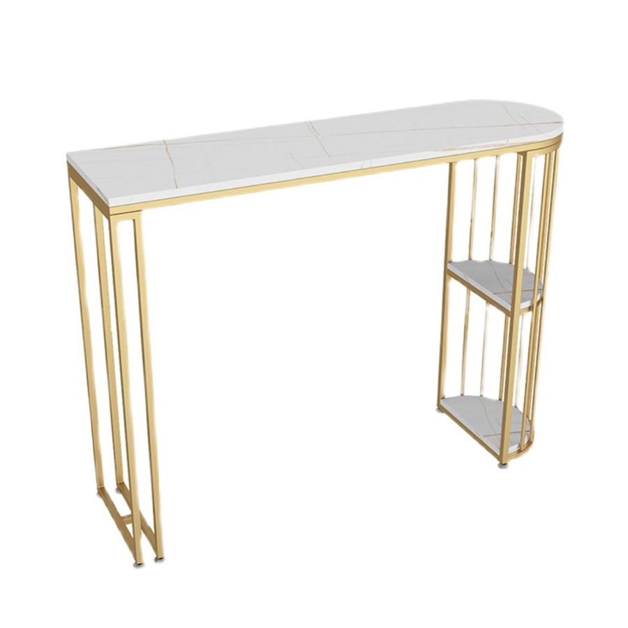 Glam Bar Stool and Table Set 1/2/3 Pcs Metal and Stone Pub Table with Upholstered Stools