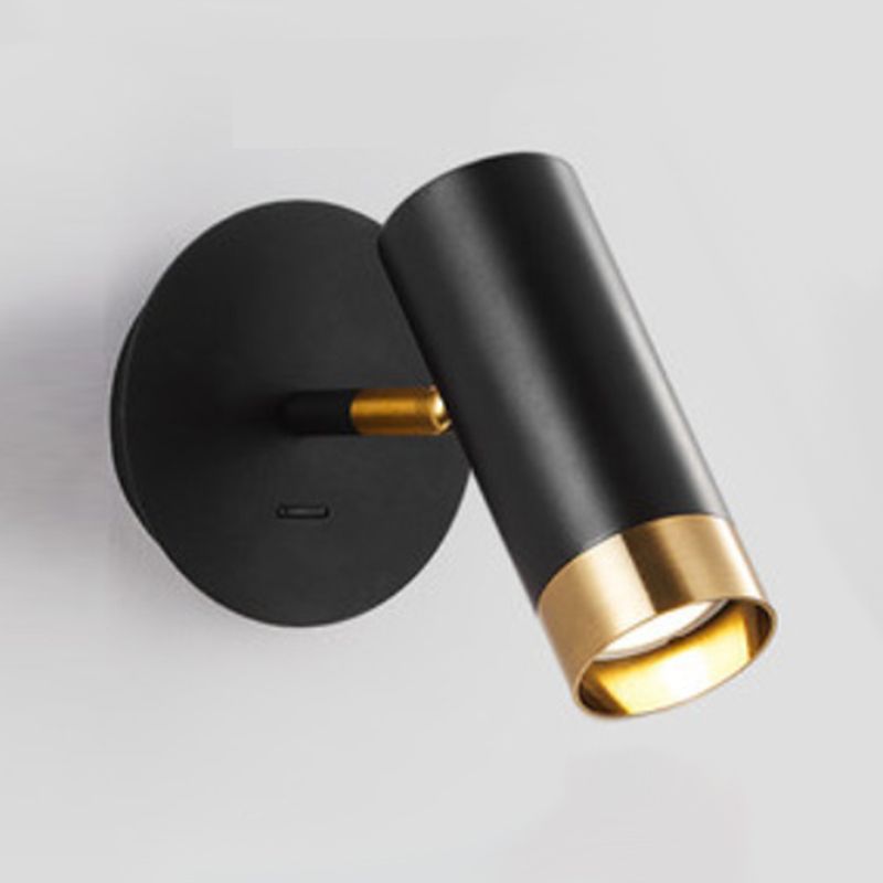 1-Light Modern Metal Wall Light Cylinder 5" High Reading Wall Sconce with Switch