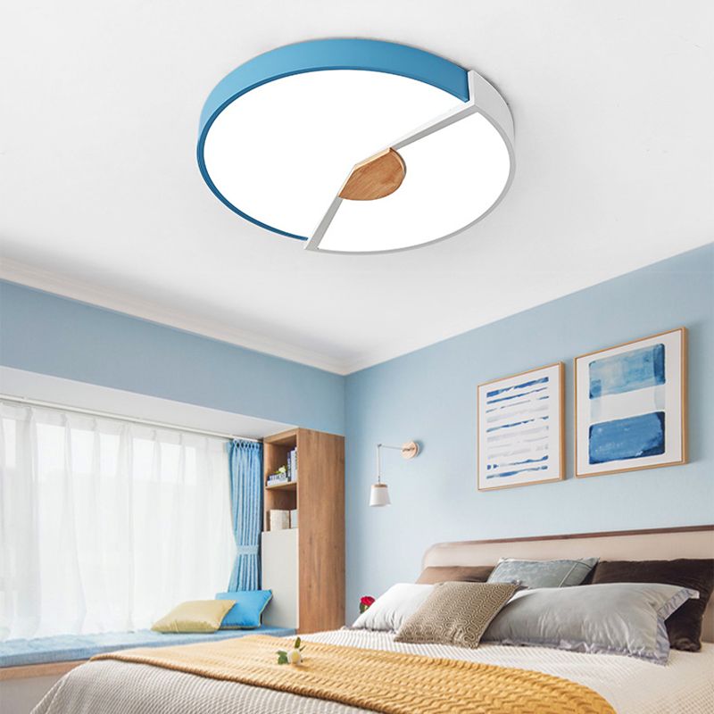 Lámpara empotrada redonda con empalme metálico, LED moderno integrado, lámpara montada en techo negra/rosa/amarilla, 12 "/ 16"/19,5 "de ancho