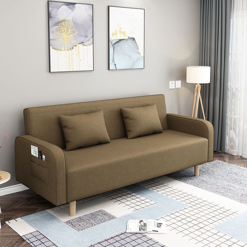 Convertible Modern Fabric Sofa Wood Legs Square Arm 2/3 Seater Sofa