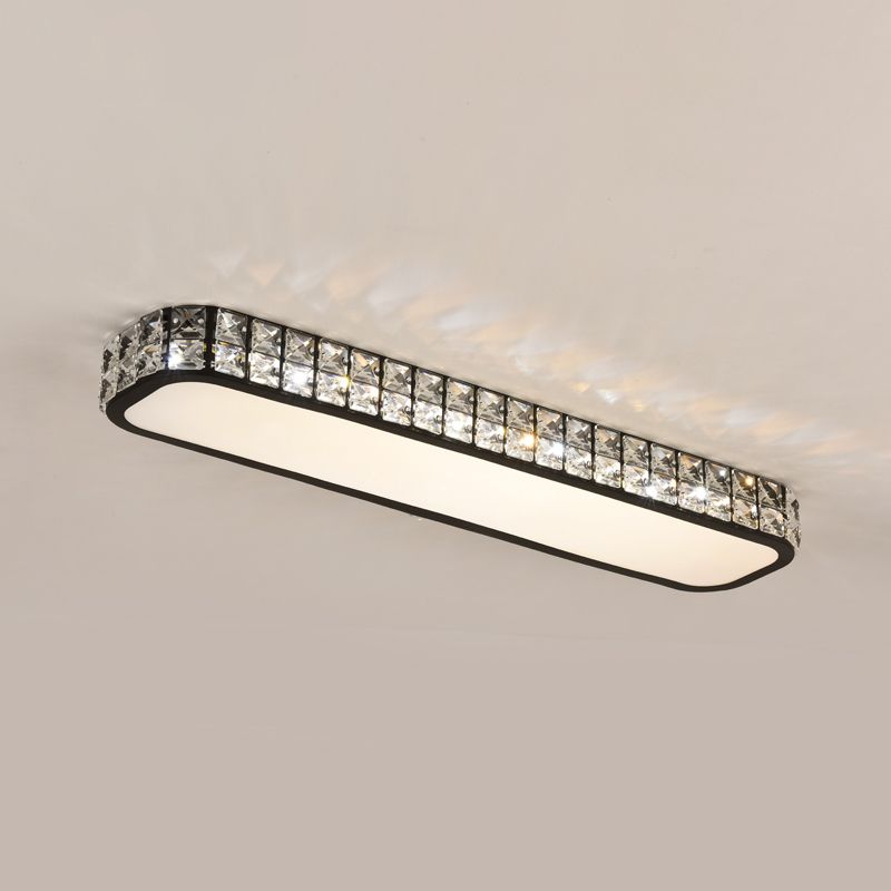 Rounded Rectangle Corridor Flush Light Crystal Artistic LED Flush Ceiling Light Fixture