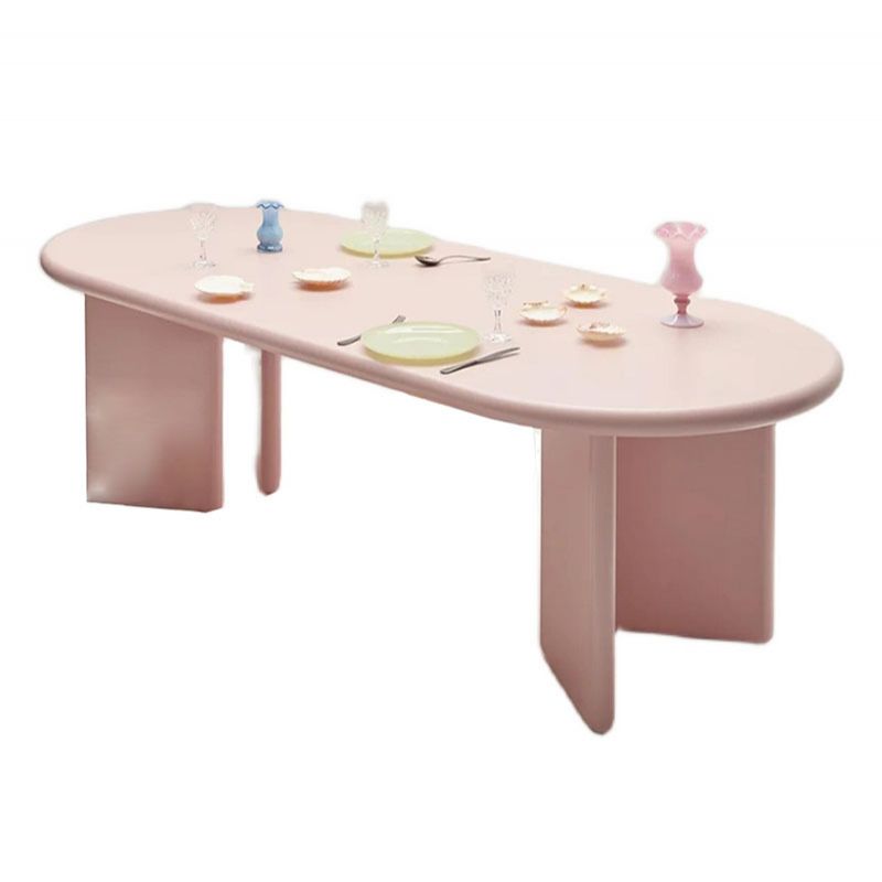 Macron Pine Wood Table for Restaurant Oval Table with 4 Wood Pedestal