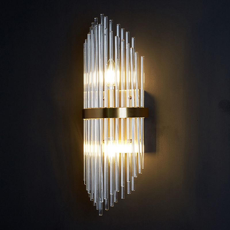 2-Light Geometric Wall Lamp Modern Crystal Sconce Light for Living Room