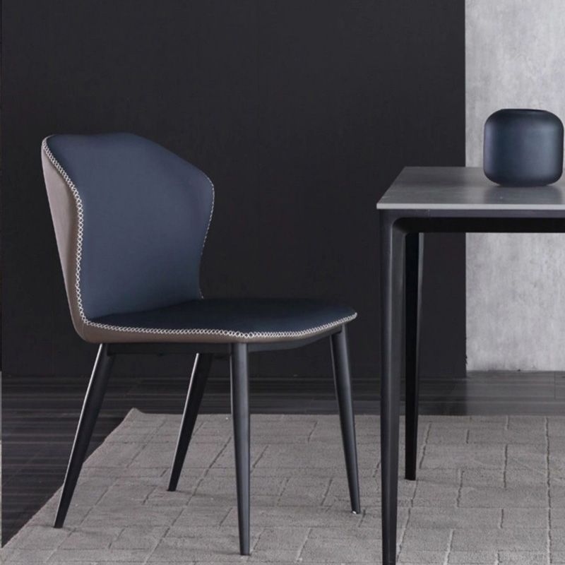 Industrial Metal Dining Armless Chair Faux Leather Dining Chairs for Restaurant Use