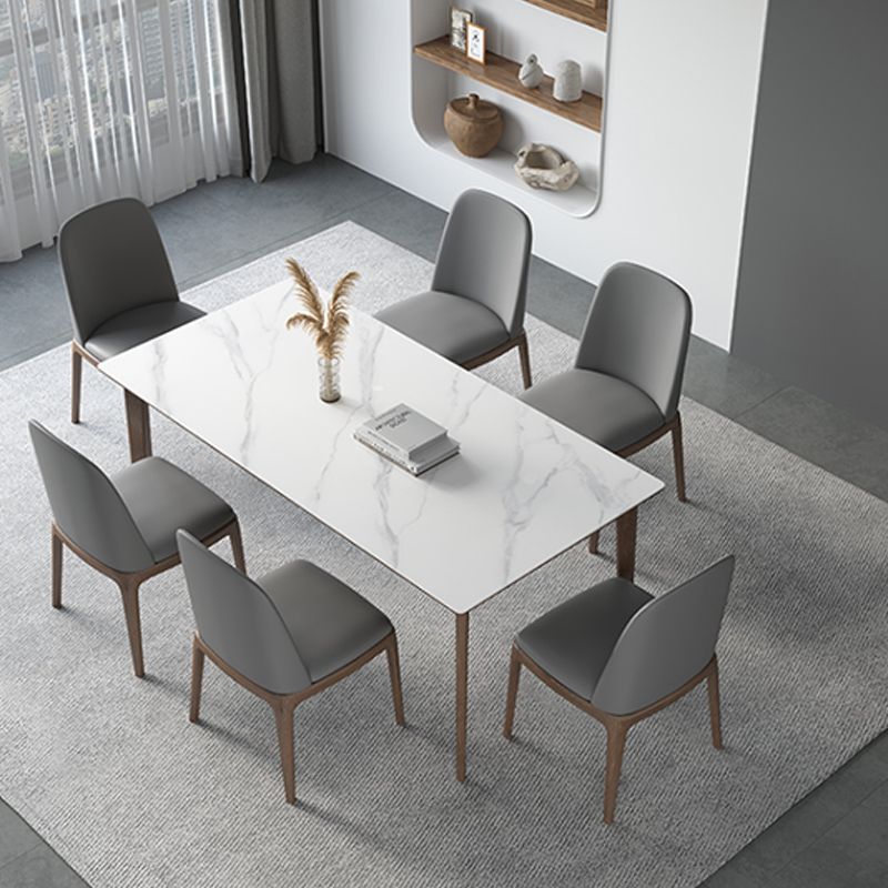 Rectangular Table Medieval Modern Sintered Stone Top Dining Table with Wooden Base