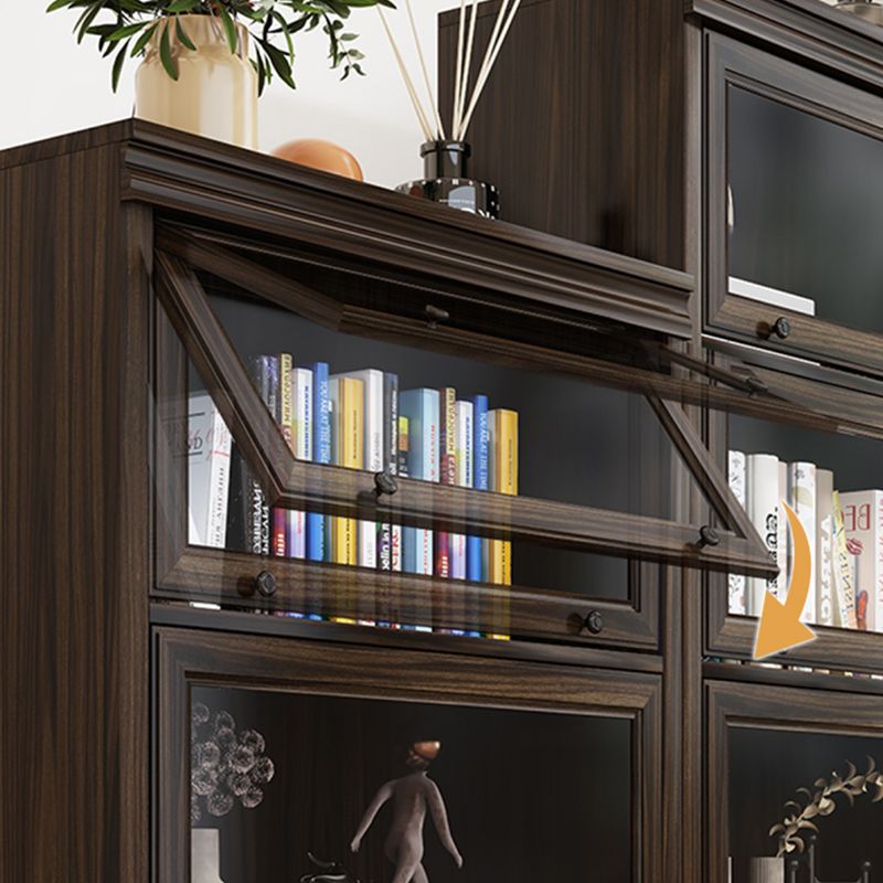 Modern Closed Back Standard Bookshelf Wooden Bookcase in Brown