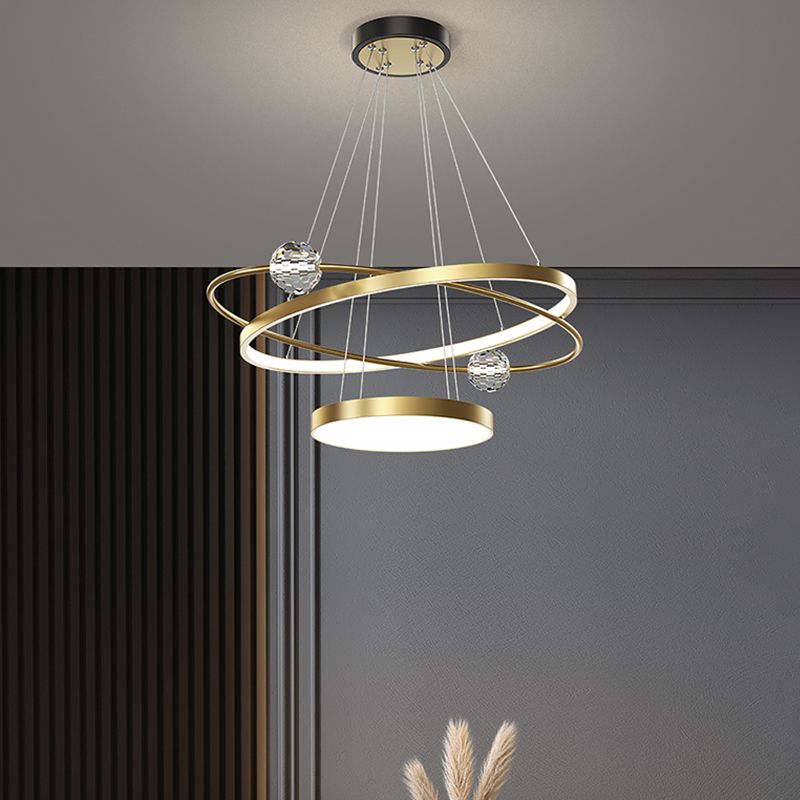 Nordic Circle Chandelier Metal Layered LED Chandelier Pendant for Living Room