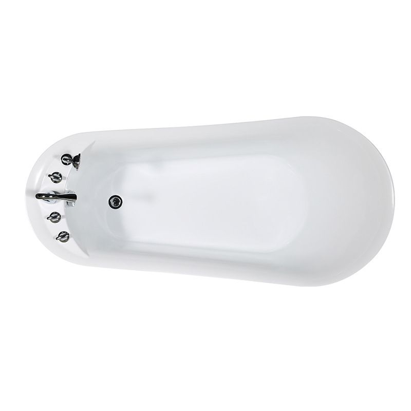 White Acrylic Oval Bathtub Soaking Freestanding Tub with Faucet