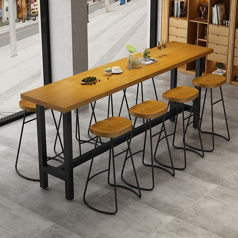 Modern Style 1/9 Pieces Bar Table Set Rectangle Pine Wood Counter Table for Cafe