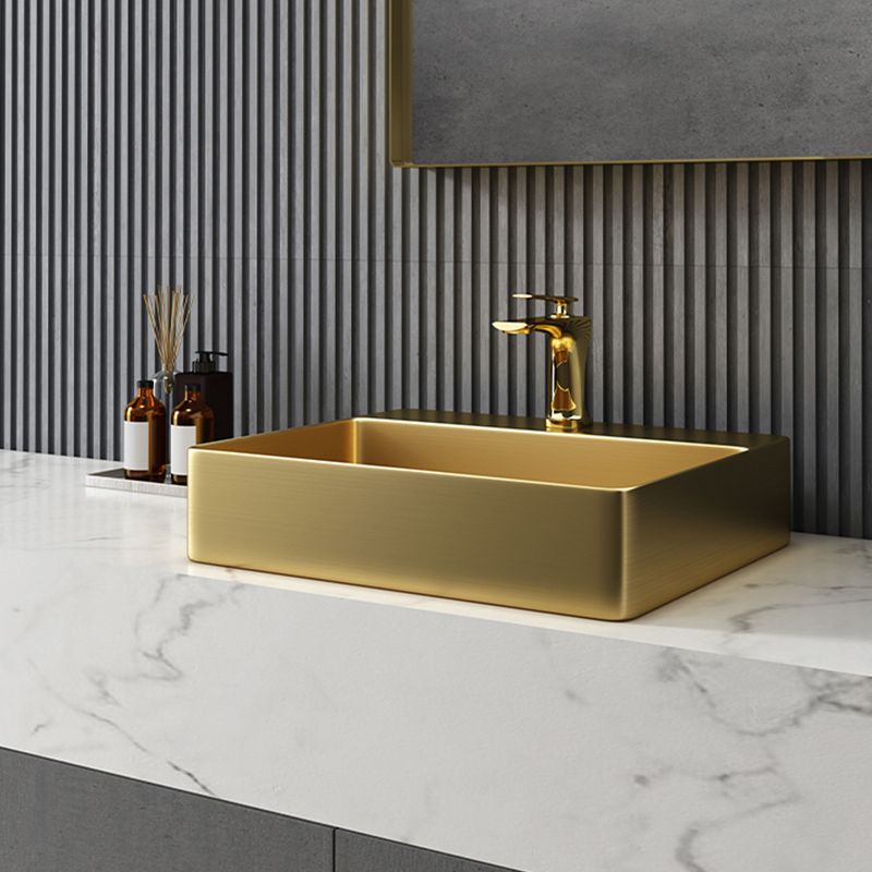 Modern Bathroom Sink Rectangular Bathroom Sink with Basin and Faucet