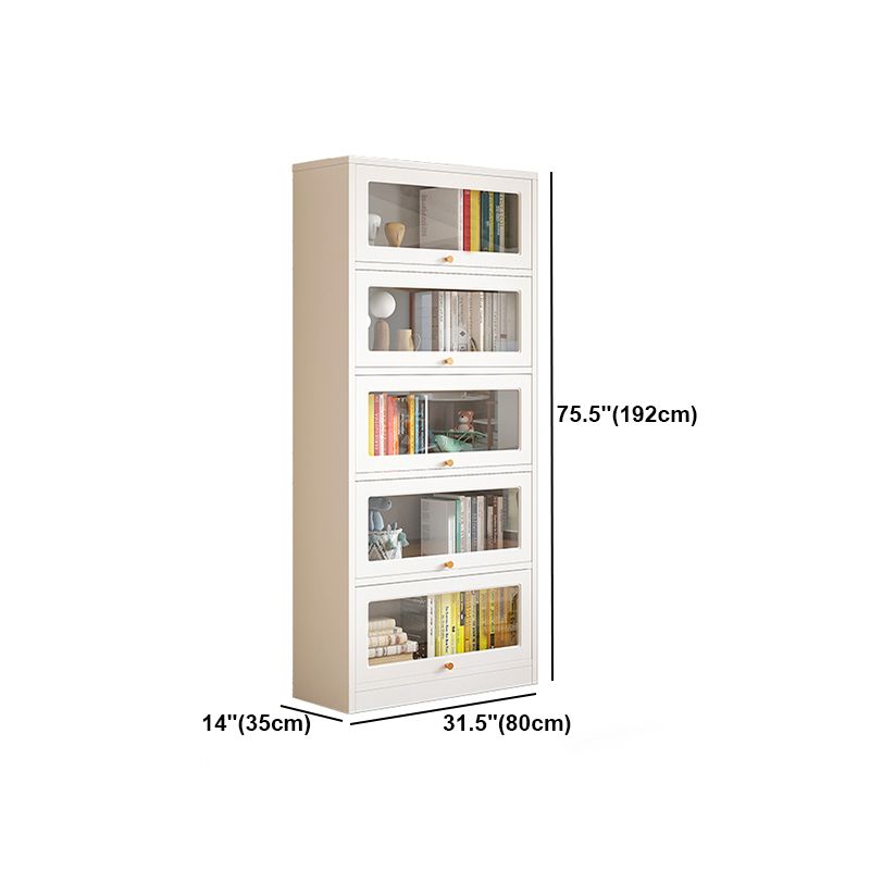 White Bookshelf Contemporary Style Bookcase with Door for Home Office