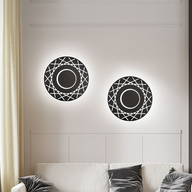Luce da parete del disco acrilico Contemporaneo Lampada con applique a LED in bianco/nero in luce calda/bianca per soggiorno