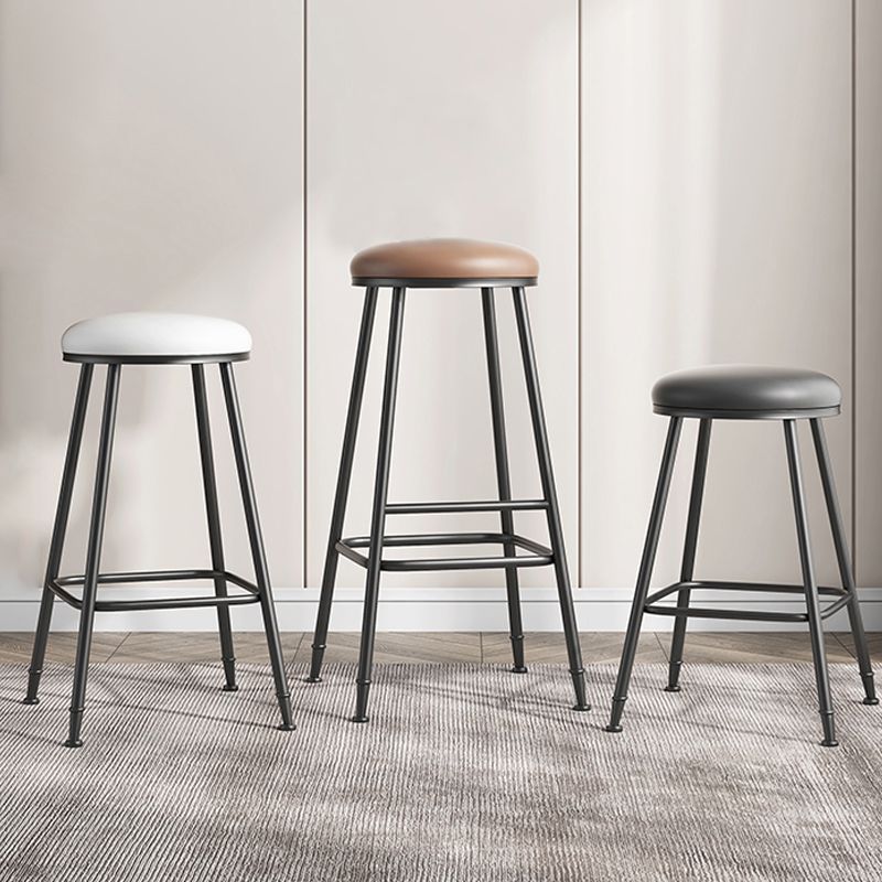 Scandinavian Backless Footrest Barstool Matte Finish Upholstered Home Stool