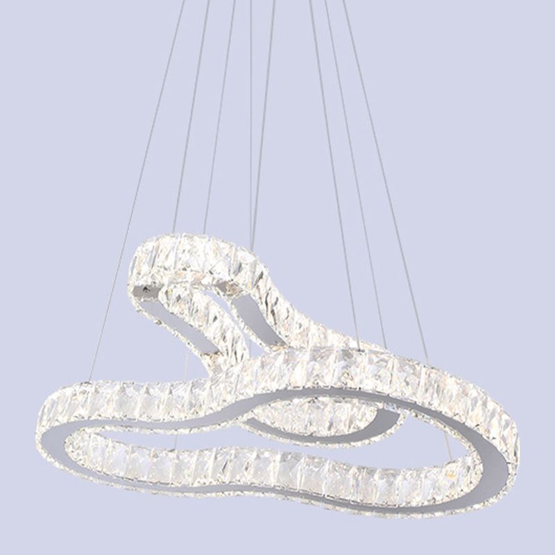 Kristal roestvrijstalen kroonluchter dubbele kalebasvormige modernistische led suspensie plafondlamp