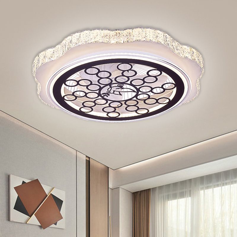 Sonnenblumen/Pflaumenblüten/Sternmuster Hanging Lüfter Licht moderne rechteckige Kristalle 23,5 "W LED White Semi-Flush Mount