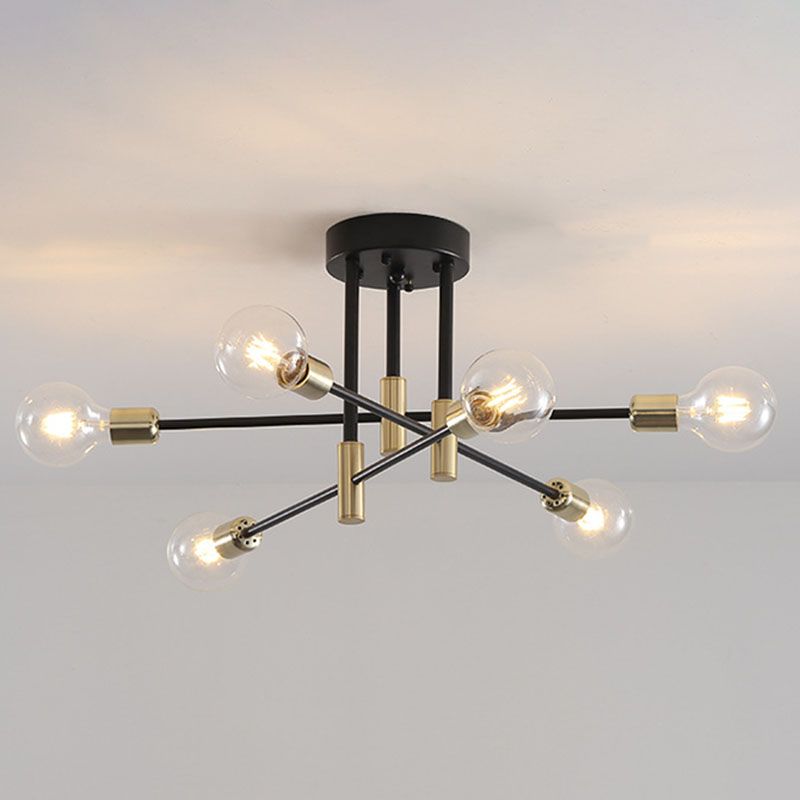 Aluminium Radiale Plafondlamp in Industriële Retro Stijl Gelakt Ijzer Semi Flush Mount voor Slaapkamer